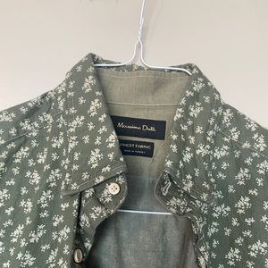Massimo Dutti Green Pattern Button-Down